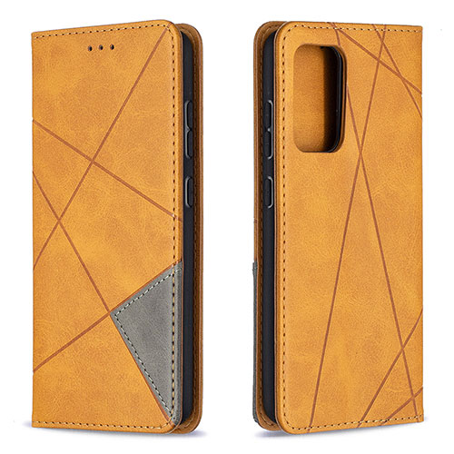 Leather Case Stands Flip Cover Holder B07F for Samsung Galaxy A52 5G Light Brown