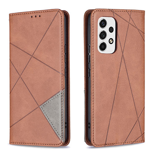 Leather Case Stands Flip Cover Holder B07F for Samsung Galaxy A53 5G Brown