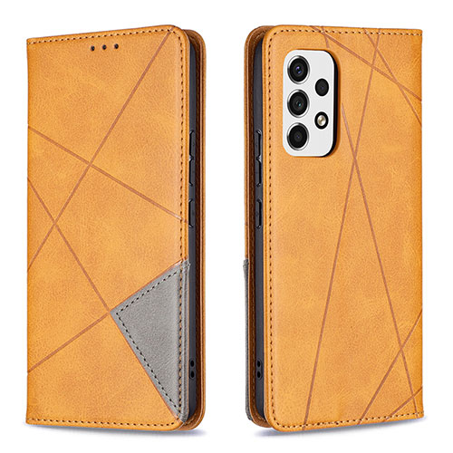 Leather Case Stands Flip Cover Holder B07F for Samsung Galaxy A53 5G Light Brown