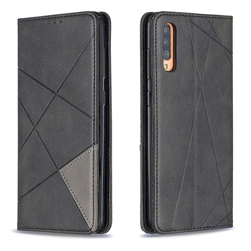 Leather Case Stands Flip Cover Holder B07F for Samsung Galaxy A70 Black