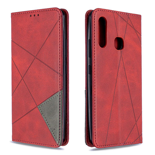 Leather Case Stands Flip Cover Holder B07F for Samsung Galaxy A70E Red