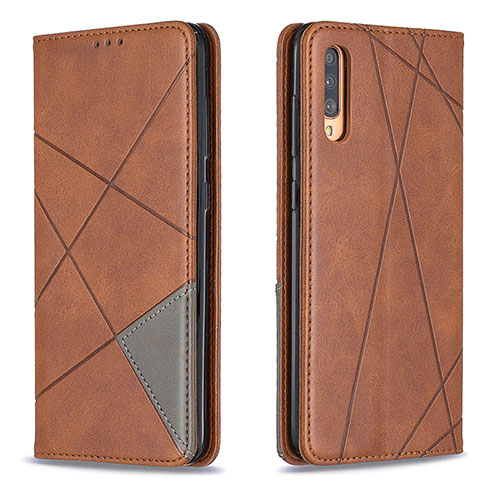 Leather Case Stands Flip Cover Holder B07F for Samsung Galaxy A70S Brown