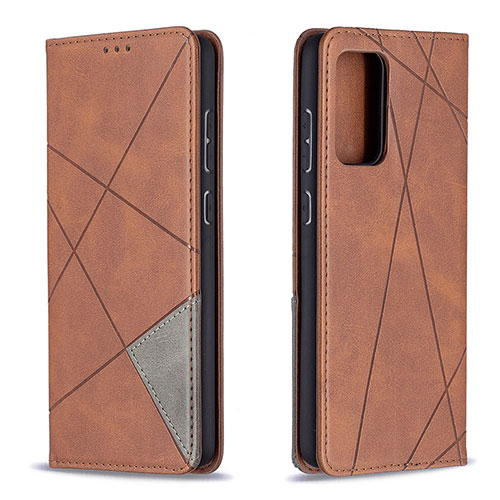 Leather Case Stands Flip Cover Holder B07F for Samsung Galaxy A72 5G Brown