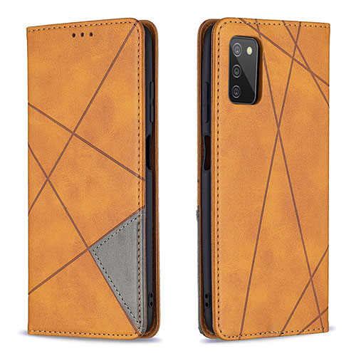 Leather Case Stands Flip Cover Holder B07F for Samsung Galaxy F02S SM-E025F Light Brown