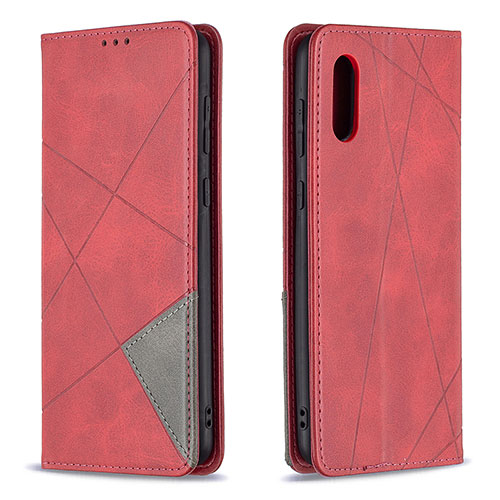 Leather Case Stands Flip Cover Holder B07F for Samsung Galaxy M02 Red