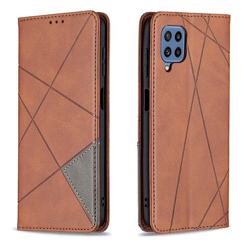 Leather Case Stands Flip Cover Holder B07F for Samsung Galaxy M32 4G Brown