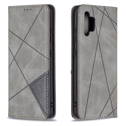 Leather Case Stands Flip Cover Holder B07F for Samsung Galaxy M32 5G Gray