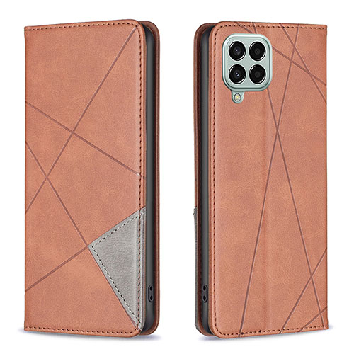 Leather Case Stands Flip Cover Holder B07F for Samsung Galaxy M33 5G Brown