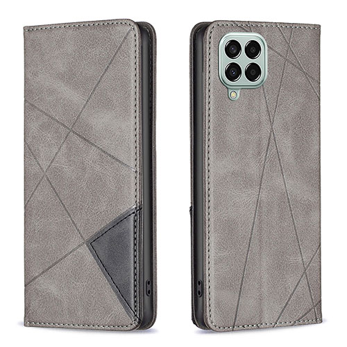 Leather Case Stands Flip Cover Holder B07F for Samsung Galaxy M33 5G Gray