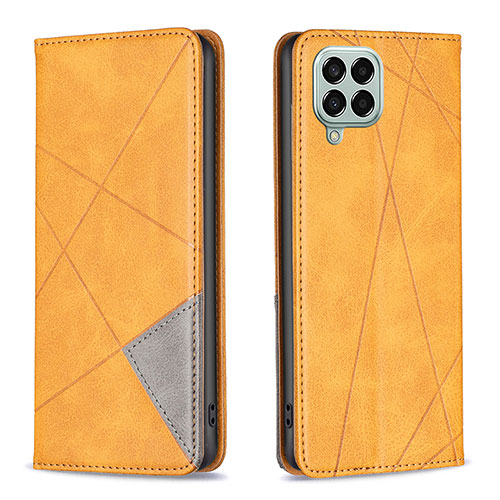 Leather Case Stands Flip Cover Holder B07F for Samsung Galaxy M33 5G Light Brown