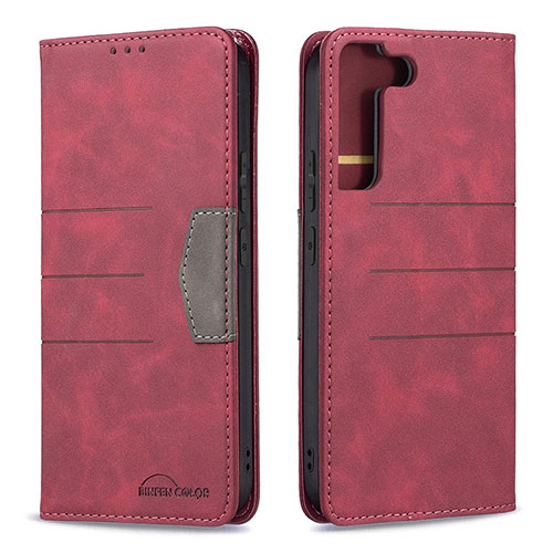 Leather Case Stands Flip Cover Holder B07F for Samsung Galaxy S21 FE 5G Red