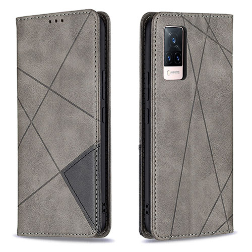 Leather Case Stands Flip Cover Holder B07F for Vivo V21 5G Gray