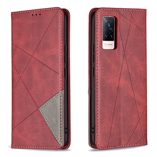 Leather Case Stands Flip Cover Holder B07F for Vivo V21 5G Red