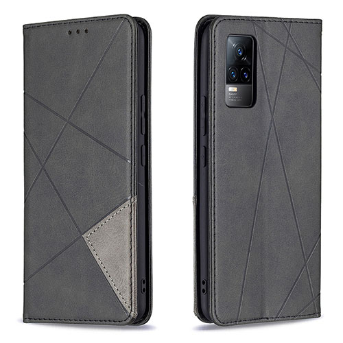 Leather Case Stands Flip Cover Holder B07F for Vivo V21e 4G Black