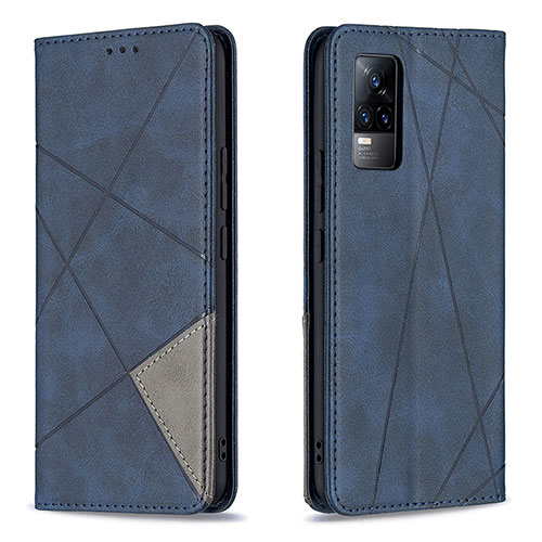 Leather Case Stands Flip Cover Holder B07F for Vivo V21e 4G Blue