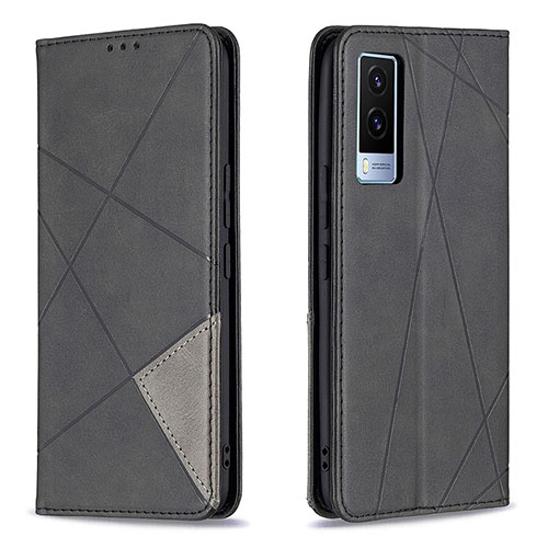 Leather Case Stands Flip Cover Holder B07F for Vivo V21e 5G Black