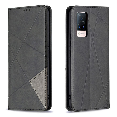 Leather Case Stands Flip Cover Holder B07F for Vivo V21s 5G Black