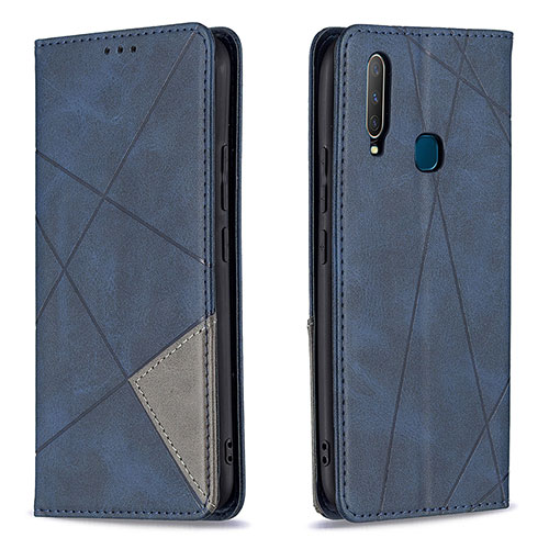 Leather Case Stands Flip Cover Holder B07F for Vivo Y11 Blue