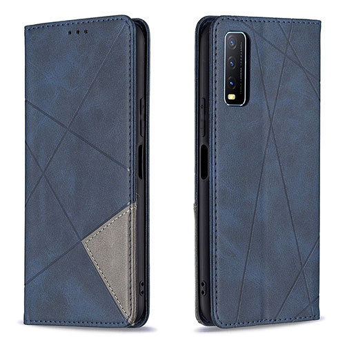 Leather Case Stands Flip Cover Holder B07F for Vivo Y11s Blue