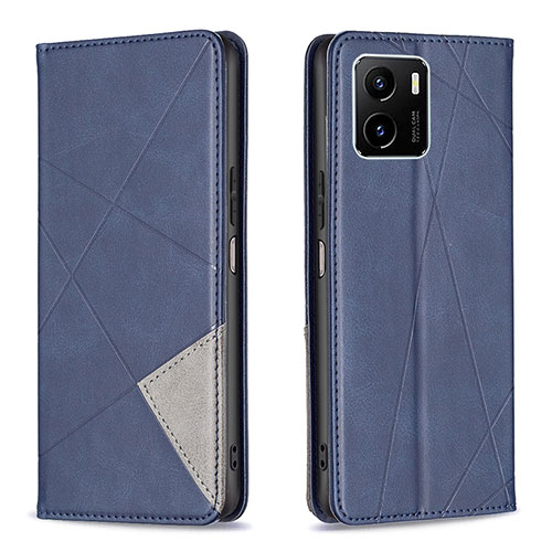 Leather Case Stands Flip Cover Holder B07F for Vivo Y15C Blue