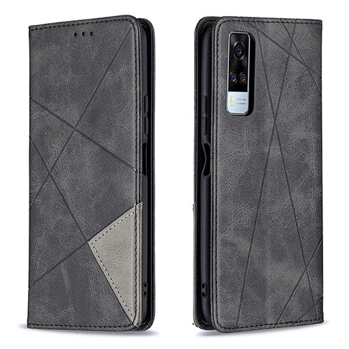 Leather Case Stands Flip Cover Holder B07F for Vivo Y51A Black