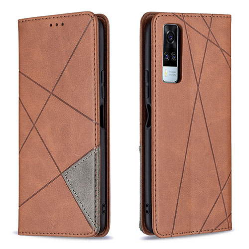 Leather Case Stands Flip Cover Holder B07F for Vivo Y51A Brown