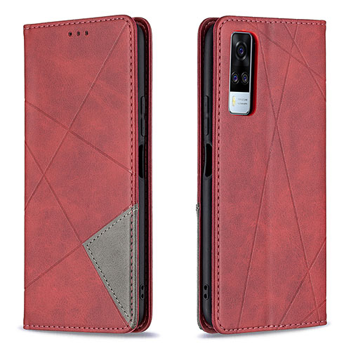 Leather Case Stands Flip Cover Holder B07F for Vivo Y53s NFC Red