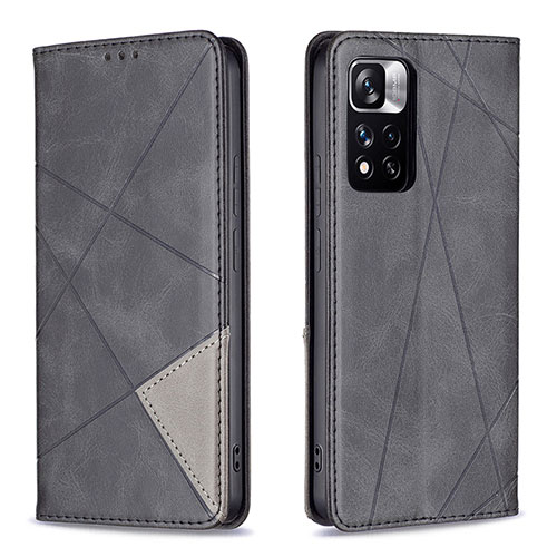 Leather Case Stands Flip Cover Holder B07F for Xiaomi Mi 11i 5G (2022) Black