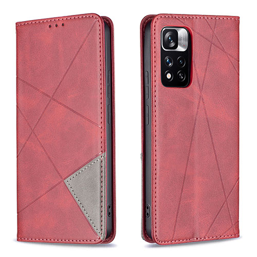 Leather Case Stands Flip Cover Holder B07F for Xiaomi Mi 11i 5G (2022) Red