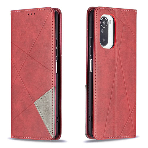 Leather Case Stands Flip Cover Holder B07F for Xiaomi Mi 11i 5G Red