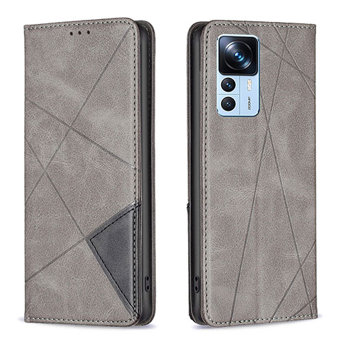 Leather Case Stands Flip Cover Holder B07F for Xiaomi Mi 12T 5G Gray