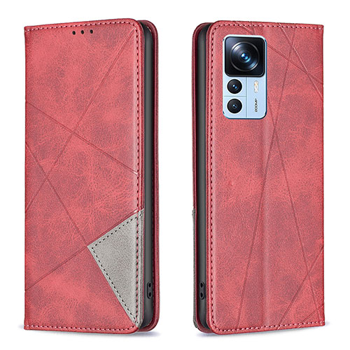 Leather Case Stands Flip Cover Holder B07F for Xiaomi Mi 12T 5G Red