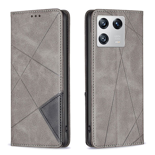 Leather Case Stands Flip Cover Holder B07F for Xiaomi Mi 13 Pro 5G Gray