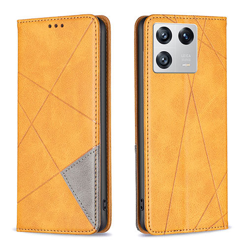 Leather Case Stands Flip Cover Holder B07F for Xiaomi Mi 13 Pro 5G Light Brown