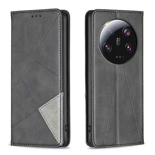 Leather Case Stands Flip Cover Holder B07F for Xiaomi Mi 13 Ultra 5G Black