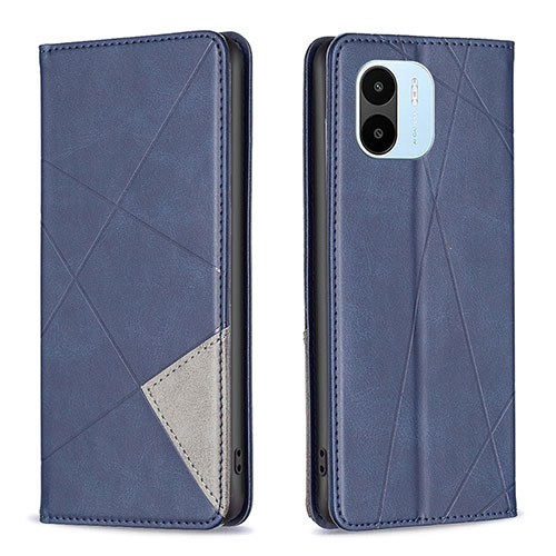 Leather Case Stands Flip Cover Holder B07F for Xiaomi Poco C50 Blue