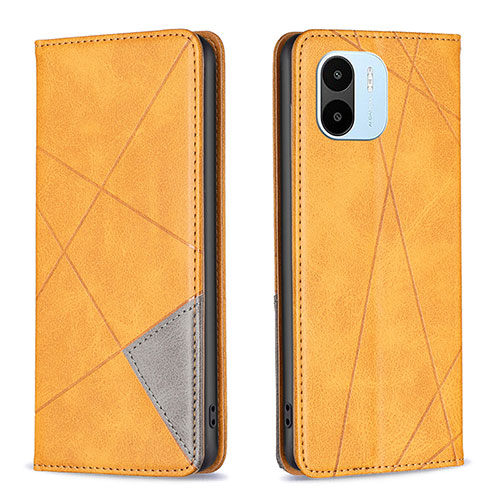 Leather Case Stands Flip Cover Holder B07F for Xiaomi Poco C50 Light Brown