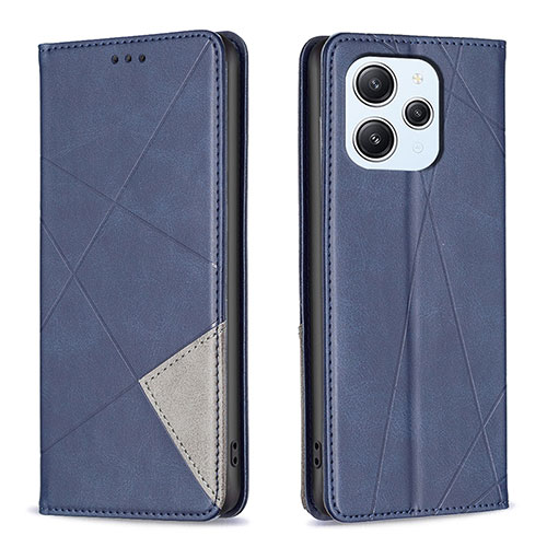 Leather Case Stands Flip Cover Holder B07F for Xiaomi Redmi 12 4G Blue