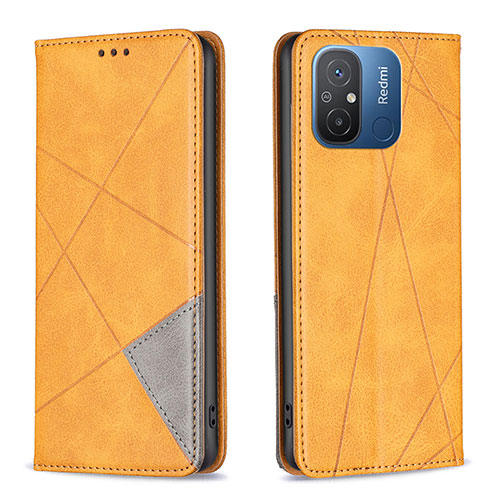 Leather Case Stands Flip Cover Holder B07F for Xiaomi Redmi 12C 4G Light Brown