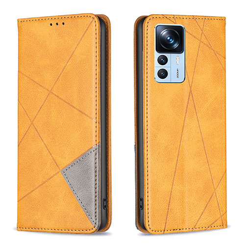 Leather Case Stands Flip Cover Holder B07F for Xiaomi Redmi K50 Ultra 5G Light Brown