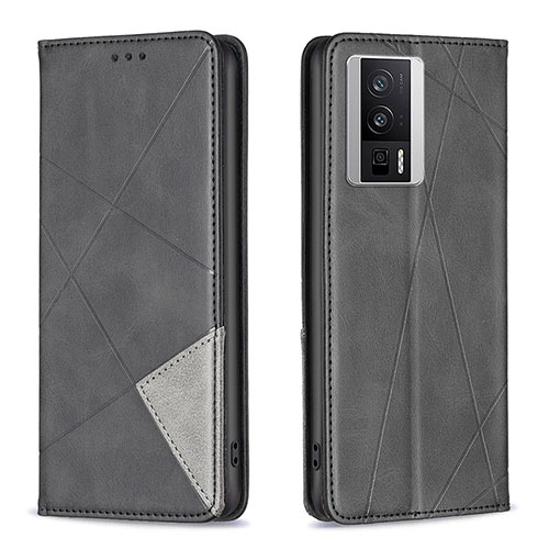 Leather Case Stands Flip Cover Holder B07F for Xiaomi Redmi K60 5G Black