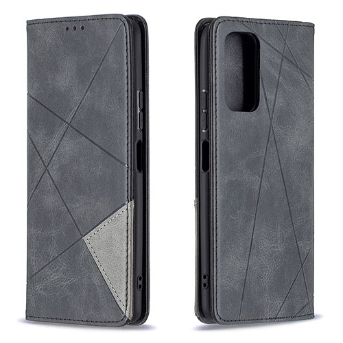 Leather Case Stands Flip Cover Holder B07F for Xiaomi Redmi Note 10 Pro 4G Black