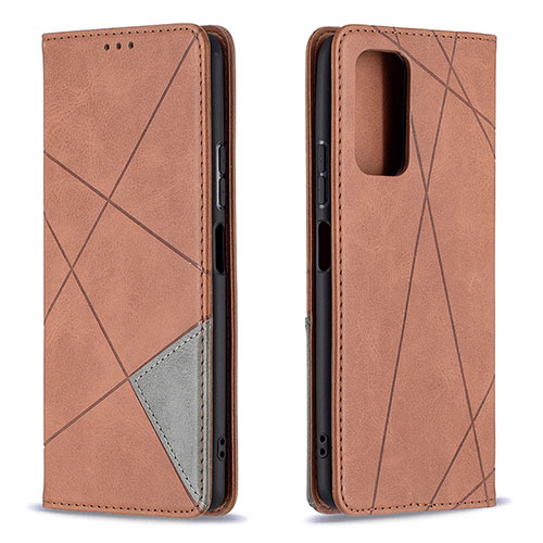 Leather Case Stands Flip Cover Holder B07F for Xiaomi Redmi Note 10 Pro 4G Brown