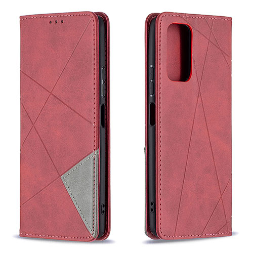 Leather Case Stands Flip Cover Holder B07F for Xiaomi Redmi Note 10 Pro 4G Red