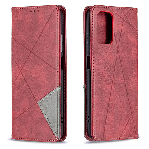 Leather Case Stands Flip Cover Holder B07F for Xiaomi Redmi Note 10S 4G Red