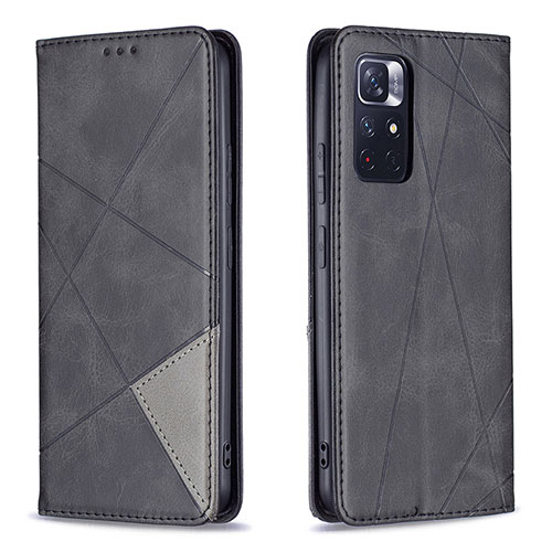 Leather Case Stands Flip Cover Holder B07F for Xiaomi Redmi Note 11T 5G Black