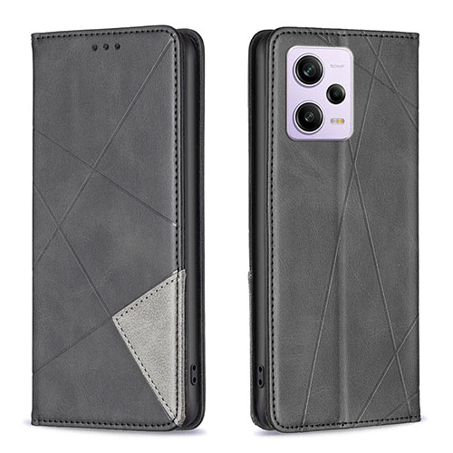 Leather Case Stands Flip Cover Holder B07F for Xiaomi Redmi Note 12 Explorer Black