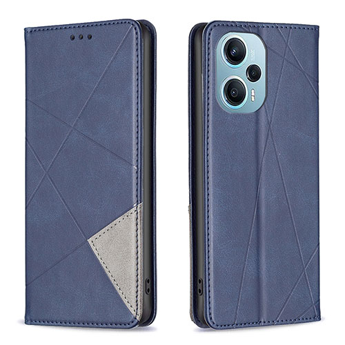 Leather Case Stands Flip Cover Holder B07F for Xiaomi Redmi Note 12 Turbo 5G Blue