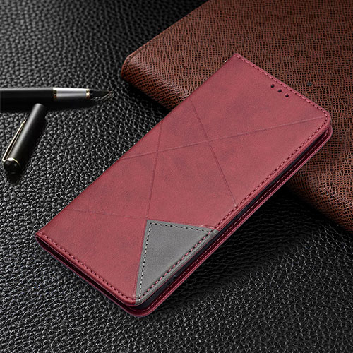 Leather Case Stands Flip Cover Holder B08F for Google Pixel 6 Pro 5G Red