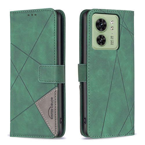 Leather Case Stands Flip Cover Holder B08F for Motorola Moto Edge (2023) 5G Green